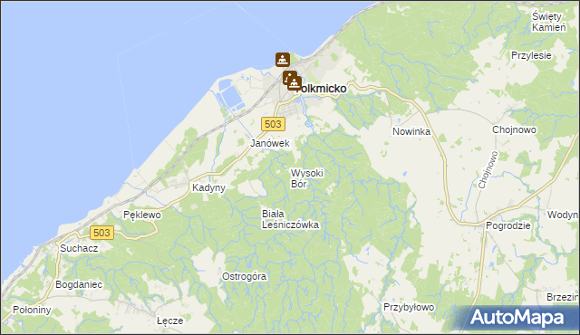 mapa Wysoki Bór, Wysoki Bór na mapie Targeo