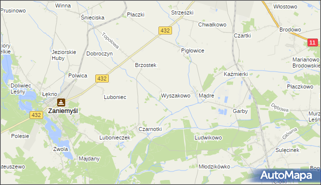 mapa Wyszakowo, Wyszakowo na mapie Targeo