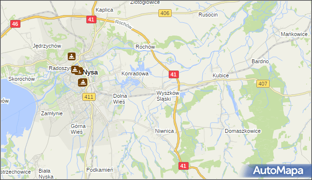mapa Wyszków Śląski, Wyszków Śląski na mapie Targeo