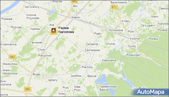 mapa Zachwiejów, Zachwiejów na mapie Targeo