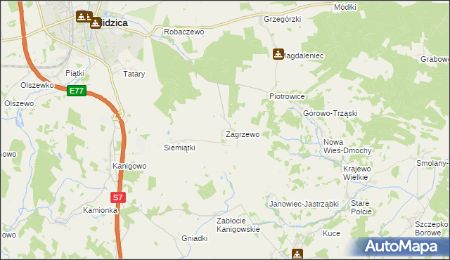 mapa Zagrzewo, Zagrzewo na mapie Targeo