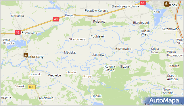 mapa Zakalew, Zakalew na mapie Targeo