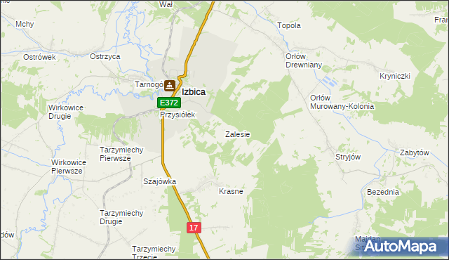mapa Zalesie gmina Izbica, Zalesie gmina Izbica na mapie Targeo