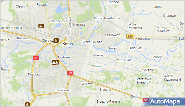 mapa Zalesie gmina Krzymów, Zalesie gmina Krzymów na mapie Targeo