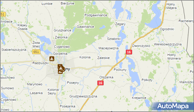 mapa Zaleskie gmina Sejny, Zaleskie gmina Sejny na mapie Targeo