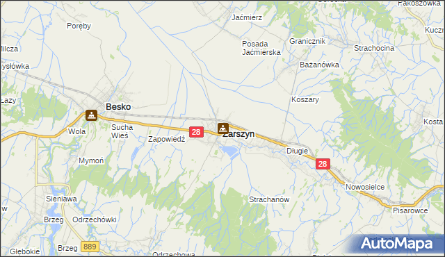 mapa Zarszyn, Zarszyn na mapie Targeo