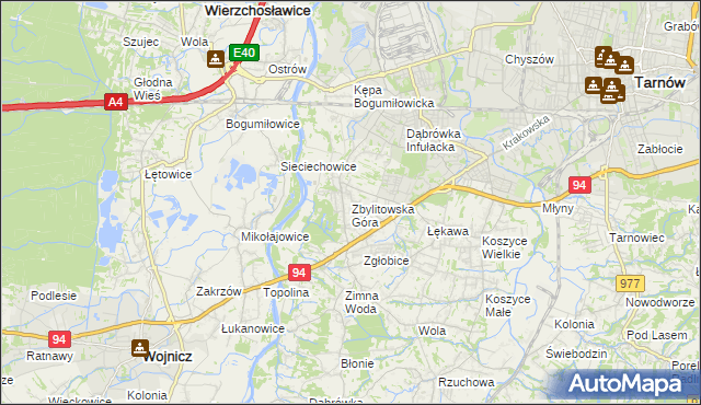 mapa Zbylitowska Góra, Zbylitowska Góra na mapie Targeo