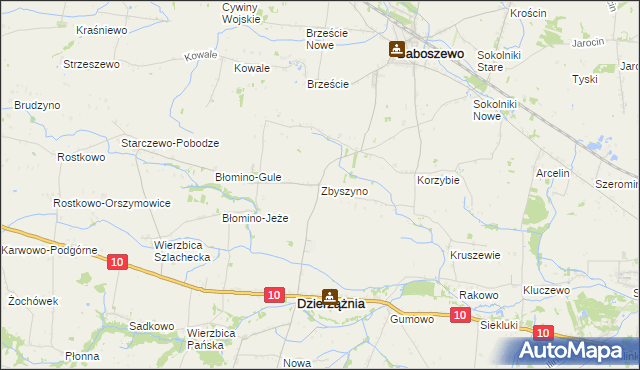 mapa Zbyszyno, Zbyszyno na mapie Targeo