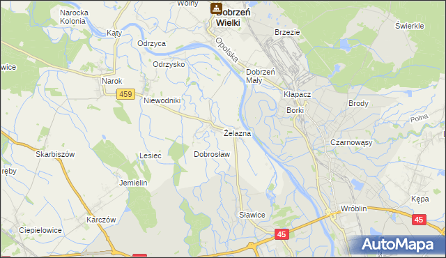 mapa Żelazna gmina Dąbrowa, Żelazna gmina Dąbrowa na mapie Targeo