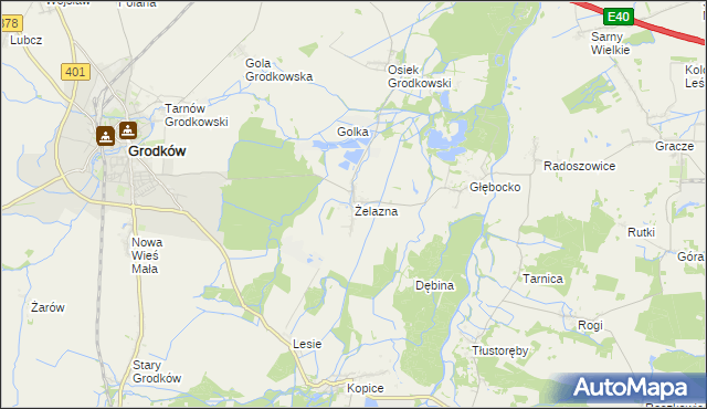 mapa Żelazna gmina Grodków, Żelazna gmina Grodków na mapie Targeo