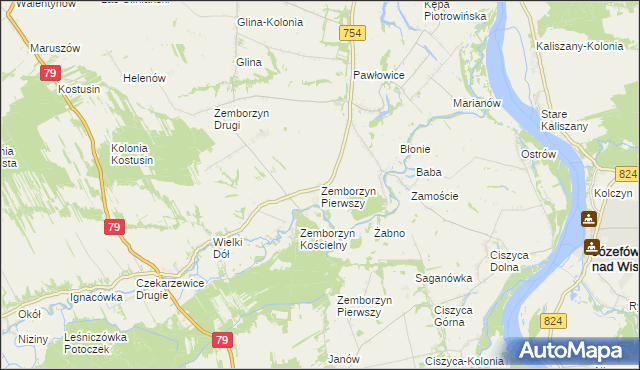 mapa Zemborzyn Pierwszy gmina Solec nad Wisłą, Zemborzyn Pierwszy gmina Solec nad Wisłą na mapie Targeo