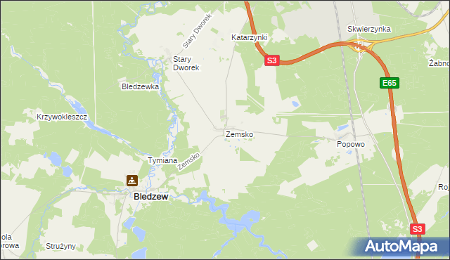 mapa Zemsko gmina Bledzew, Zemsko gmina Bledzew na mapie Targeo