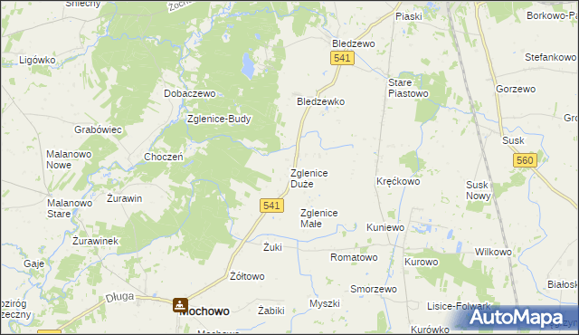 mapa Zglenice Duże, Zglenice Duże na mapie Targeo