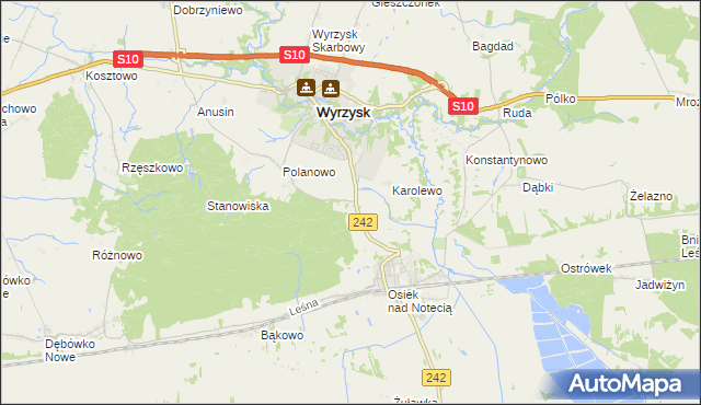 mapa Zielona Góra gmina Wyrzysk, Zielona Góra gmina Wyrzysk na mapie Targeo