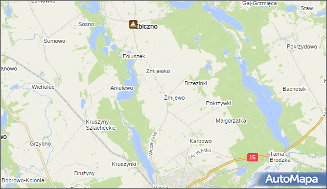 mapa Żmijewo gmina Zbiczno, Żmijewo gmina Zbiczno na mapie Targeo