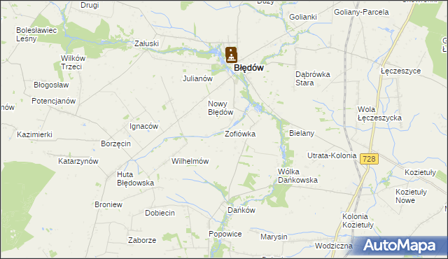 mapa Zofiówka gmina Błędów, Zofiówka gmina Błędów na mapie Targeo