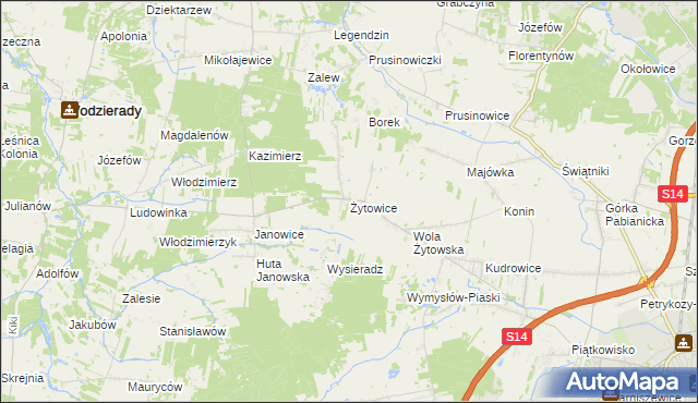 mapa Żytowice, Żytowice na mapie Targeo