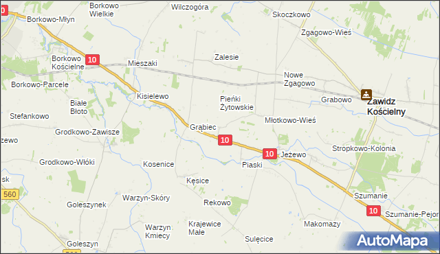 mapa Żytowo gmina Zawidz, Żytowo gmina Zawidz na mapie Targeo