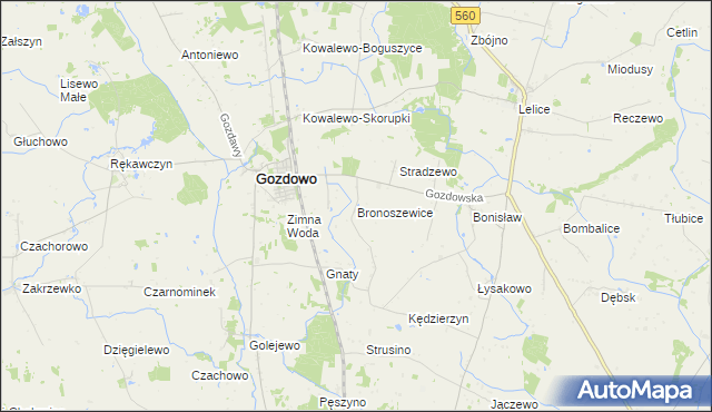 mapa Bronoszewice, Bronoszewice na mapie Targeo