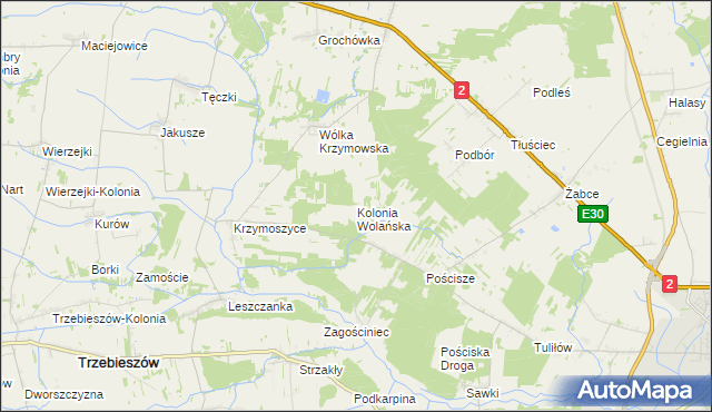 mapa Kolonia Wolańska, Kolonia Wolańska na mapie Targeo