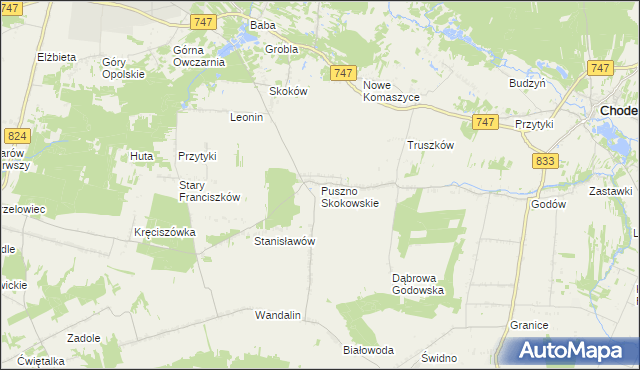 mapa Puszno Skokowskie, Puszno Skokowskie na mapie Targeo