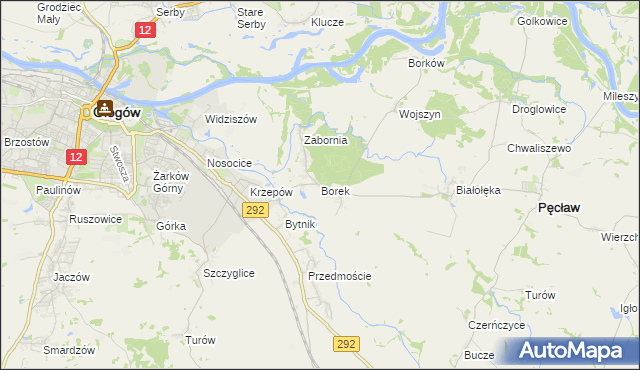 mapa Borek gmina Głogów, Borek gmina Głogów na mapie Targeo