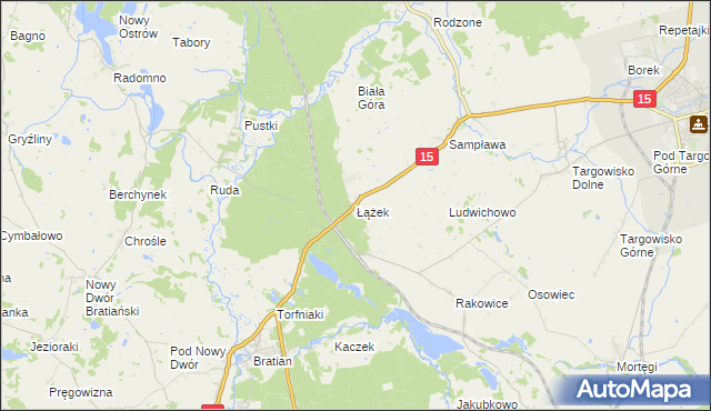 mapa Łążek gmina Lubawa, Łążek gmina Lubawa na mapie Targeo