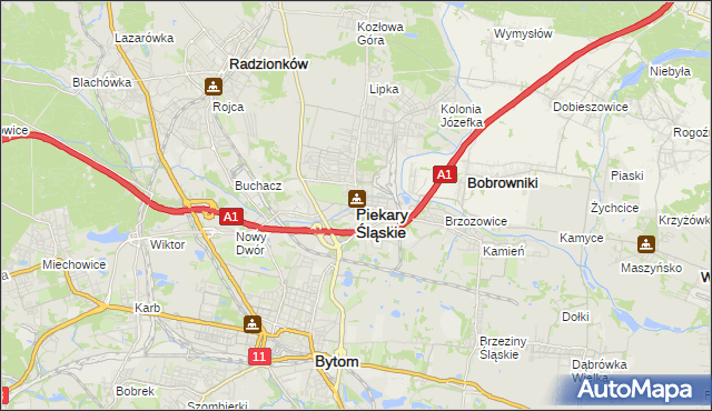 mapa Piekary Śląskie, Piekary Śląskie na mapie Targeo