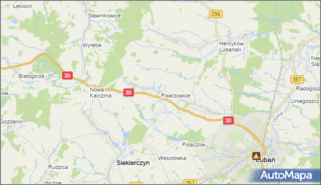 mapa Pisarzowice gmina Lubań, Pisarzowice gmina Lubań na mapie Targeo