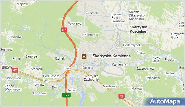 mapa Skarżysko-Kamienna, Skarżysko-Kamienna na mapie Targeo