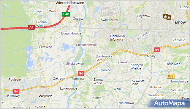 mapa Zbylitowska Góra, Zbylitowska Góra na mapie Targeo