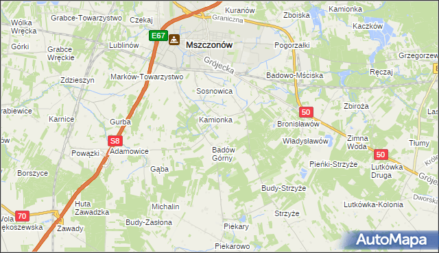 mapa Adamówek gmina Mszczonów, Adamówek gmina Mszczonów na mapie Targeo