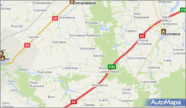 mapa Albinów gmina Głowno, Albinów gmina Głowno na mapie Targeo