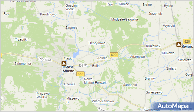 mapa Anielin gmina Nowe Miasto, Anielin gmina Nowe Miasto na mapie Targeo