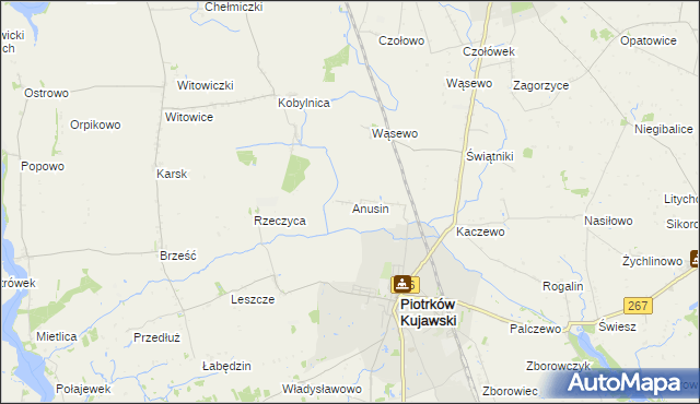 mapa Anusin gmina Piotrków Kujawski, Anusin gmina Piotrków Kujawski na mapie Targeo