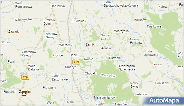 mapa Babiniec gmina Zadzim, Babiniec gmina Zadzim na mapie Targeo