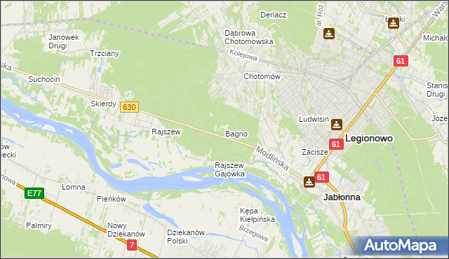 mapa Bagno gmina Jabłonna, Bagno gmina Jabłonna na mapie Targeo