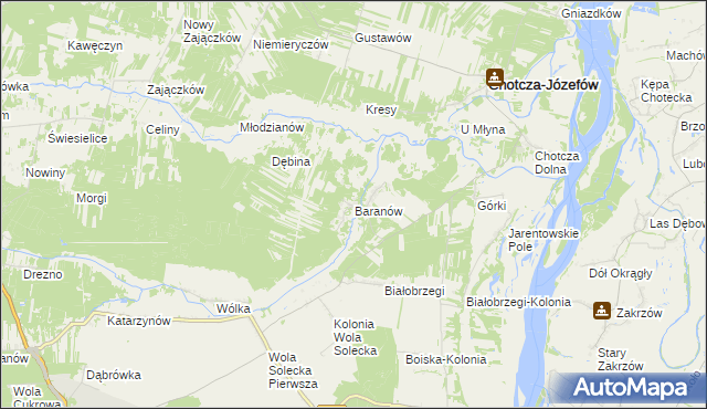 mapa Baranów gmina Chotcza, Baranów gmina Chotcza na mapie Targeo