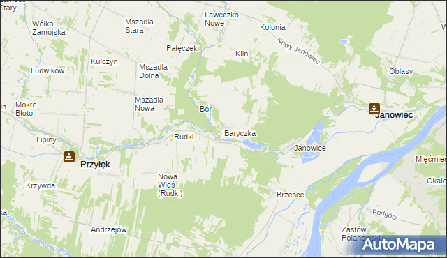 mapa Baryczka gmina Przyłęk, Baryczka gmina Przyłęk na mapie Targeo