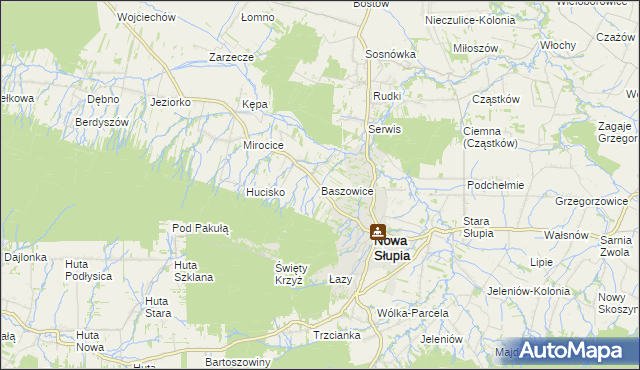 mapa Baszowice, Baszowice na mapie Targeo