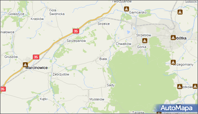 mapa Biała gmina Marcinowice, Biała gmina Marcinowice na mapie Targeo