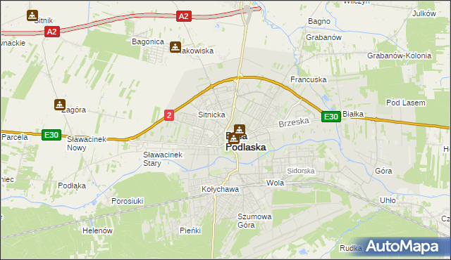 mapa Białej Podlaskiej, Biała Podlaska na mapie Targeo