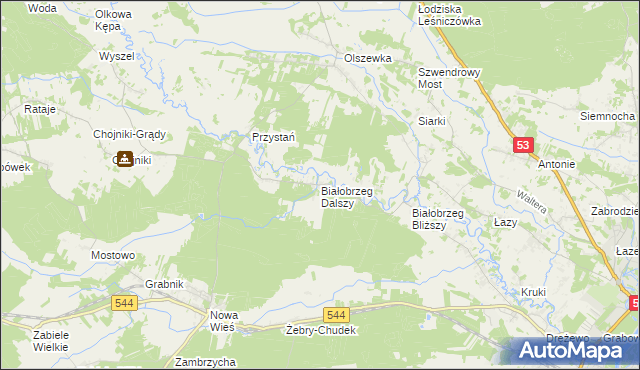 mapa Białobrzeg Dalszy, Białobrzeg Dalszy na mapie Targeo