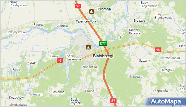 mapa Białobrzegi, Białobrzegi na mapie Targeo