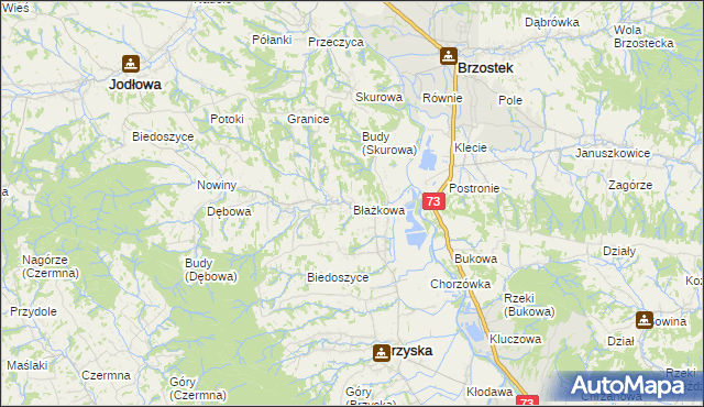 mapa Błażkowa gmina Brzyska, Błażkowa gmina Brzyska na mapie Targeo