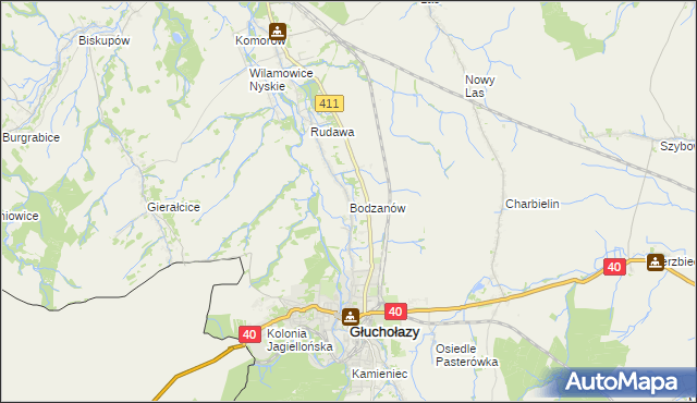 mapa Bodzanów gmina Głuchołazy, Bodzanów gmina Głuchołazy na mapie Targeo