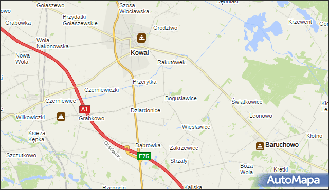 mapa Bogusławice gmina Kowal, Bogusławice gmina Kowal na mapie Targeo