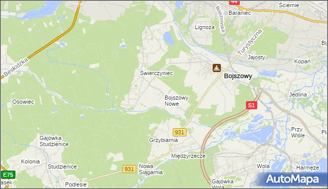 mapa Bojszowy Nowe, Bojszowy Nowe na mapie Targeo