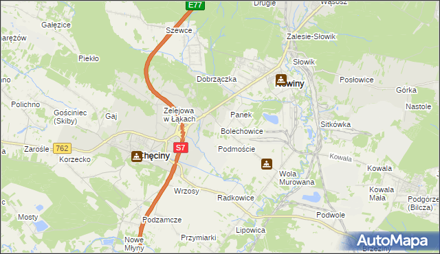 mapa Bolechowice gmina Sitkówka-Nowiny, Bolechowice gmina Sitkówka-Nowiny na mapie Targeo