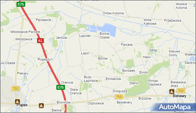 mapa Borów gmina Bielawy, Borów gmina Bielawy na mapie Targeo
